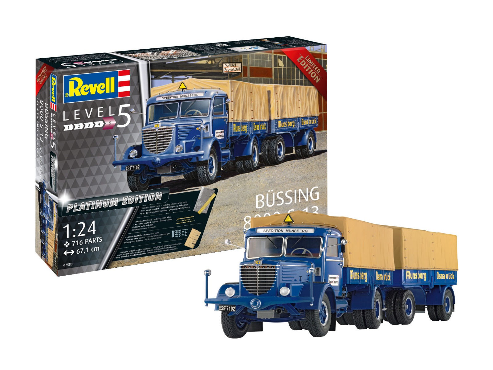 Revell 1/24 Büssing 8000 S13 met trailer (Limited Edition)