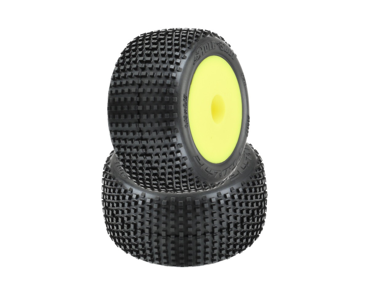 Proline - Hole Shot Off-road 2.0 Mounted Tires, 8mm Hex, Yellow: Mini-T 2.0 (PL10177-12)