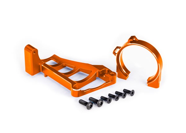 Traxxas - Motor mounts (front & rear) (orange-anodized 6061-T6 aluminum) (TRX-10261-ORNG)