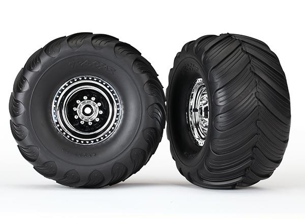 Traxxas - Tires & wheels, assembled, glued (chrome wheels, Terra Groov, TRX-3663X (TRX-3663X)