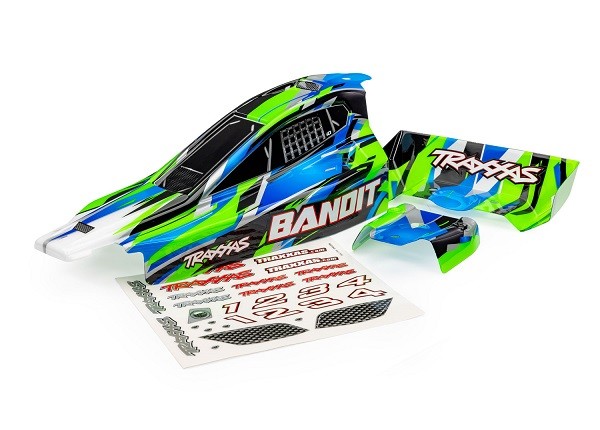 Traxxas - Body, Bandit (also fits Bandit VXL), green/ wing (painted, decals applied) (TRX-2430-GRN)