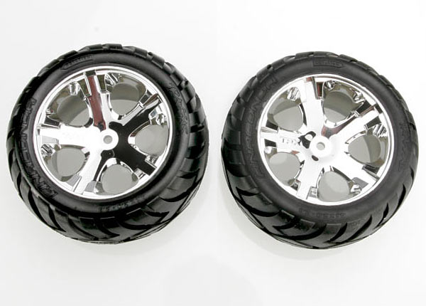 Tires & wheels, assembled, glued (all star chrome wheels, anaconda tires, foam inserts) (electric rear) (1 left, 1 right)