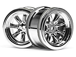 Vintage 8 spoke wheel 31mm shiny chrome 6mm offset