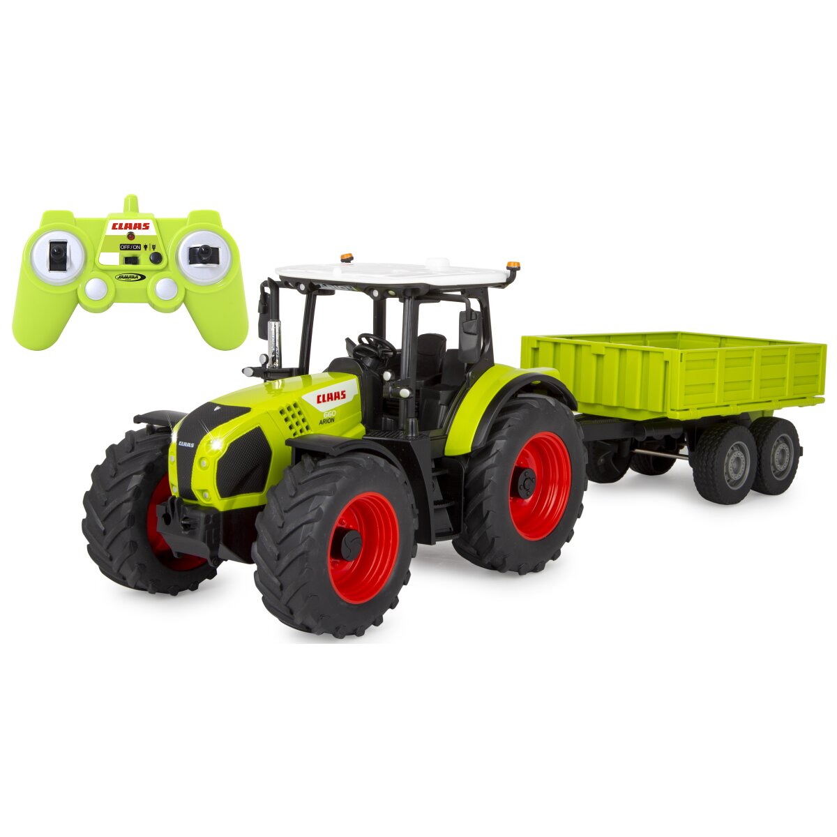 Jamara 1/24 Claas Arion 660 tractor met aanhangwagen