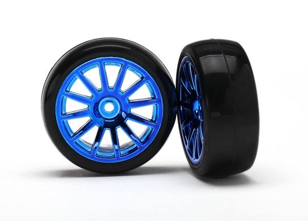 Traxxas - 12-Sp Blue Wheels, Slick Tires Tires & W, TRX-7573R (TRX-7573R)