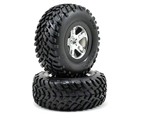 SCT Short Course Tyres on SCT Chrome/Black Wheels - 12mm Hex (2)