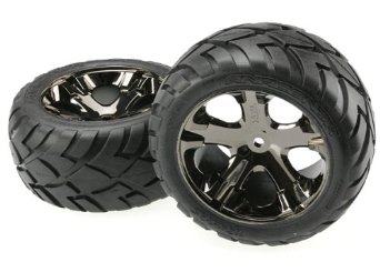 Tires & wheels, assembled, glued (all star black chrome wheels, anaconda tires, foam inserts) (electric rear) (1 left, 1 right)