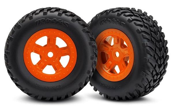 Traxxas - Tires and wheels, ass, glued (SCT Orange wheels, SCT off-road (TRX-7674A)