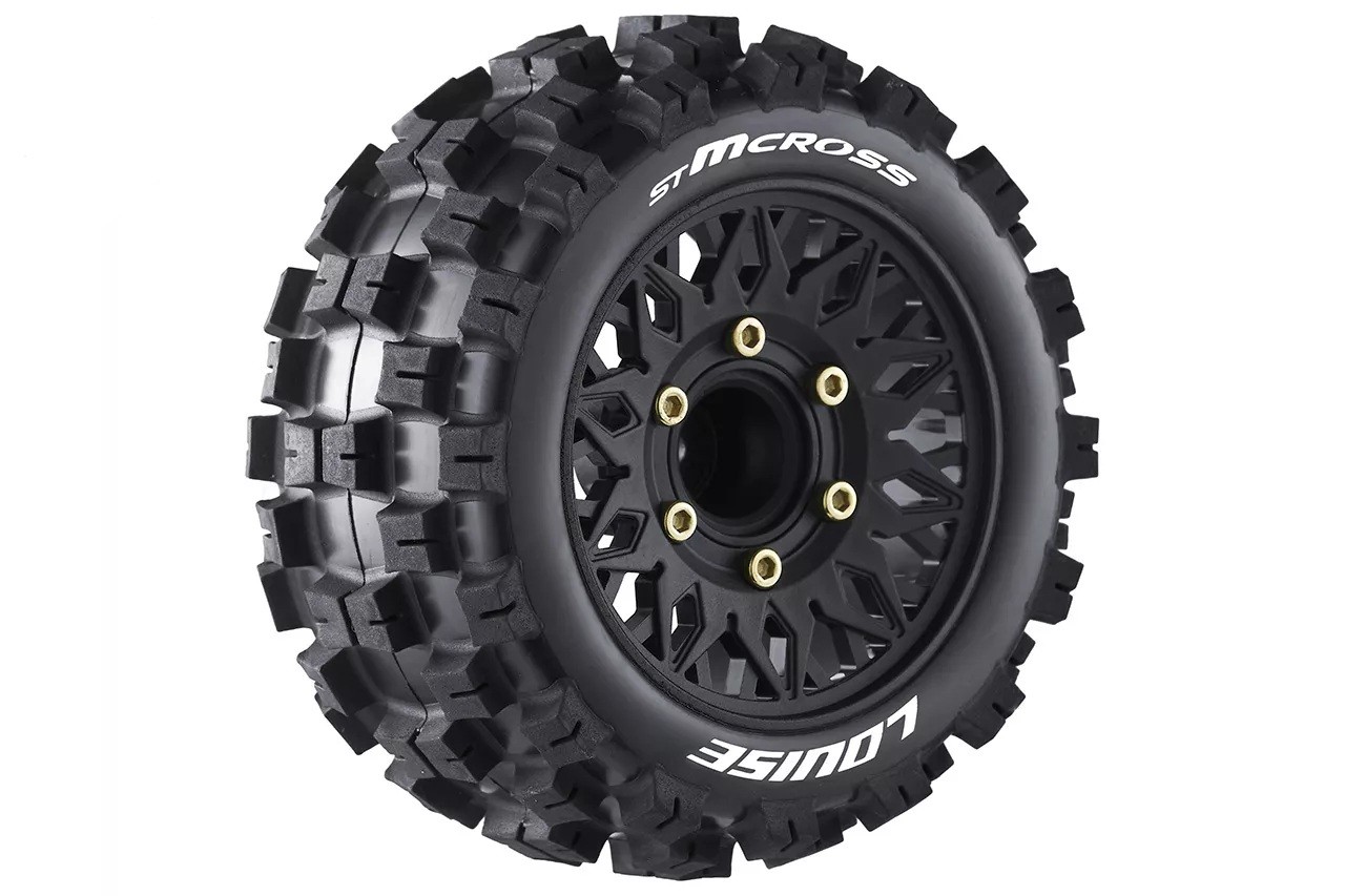 Louise ST-Mcross 1/10 stadium truck banden set soft - zwarte velg - 12,14,17mm hex