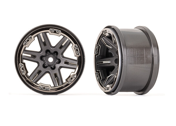 Traxxas - Wheels, RXT 2.8" (charcoal gray & black chrome) (2) (TRX-6772-BLKCR)