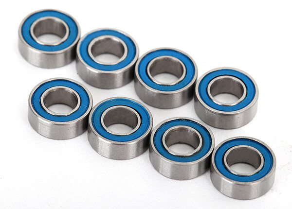 Ball bearings, blue rubber sealed (4x8x3mm) (8) (TRX-7019R)