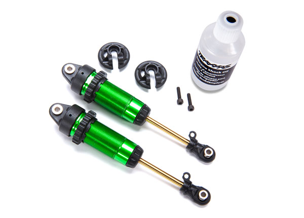 Shocks, GTR XX-long green-anodized, PTFE-coated bodies with TiN shafts (fully assembled, without springs) (2) (TRX-7462G)