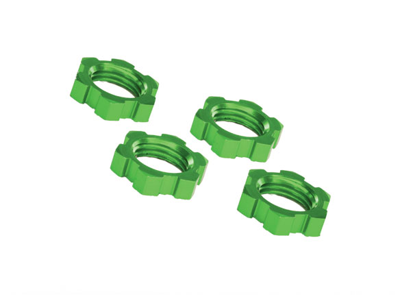 Wheel Nuts, Splined, 17mm, Serrated (Green-Anodized) (4)