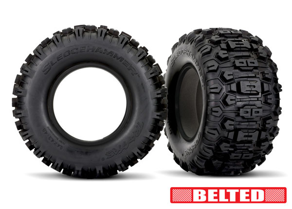 Traxxas - Tires, Sledgehammer (belted, dual profile (4.3" outer, 5.7" inner)) (left & right)/ foam inserts (2) (TRX-7870)