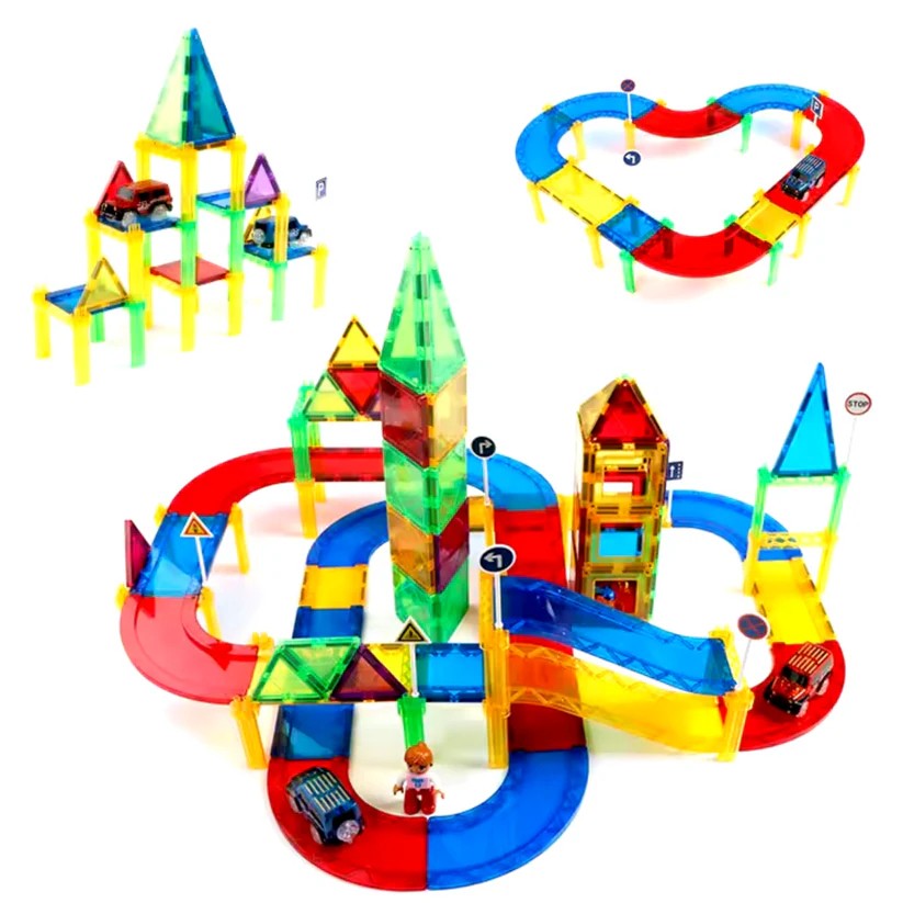 Gladi Magnetisch Speelgoed - Racebaan - Magnetic Tiles - 70 stuks