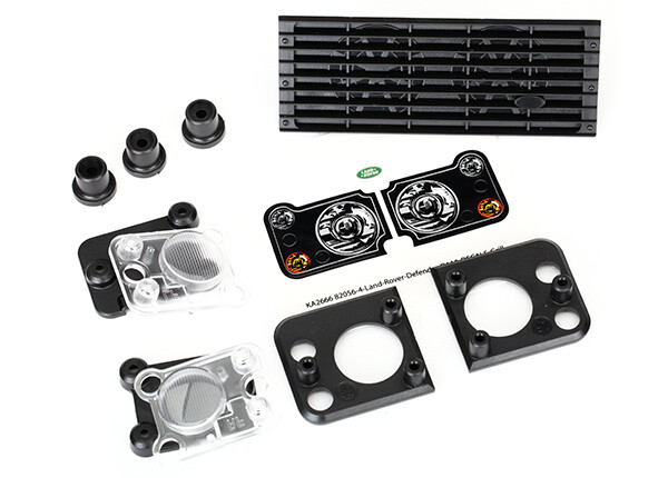 Grill, Land Rover Defender/ grill mount (3)/ headlight housing (2)/ lens (2)/ headlight mount (2) (fits #8011 body)