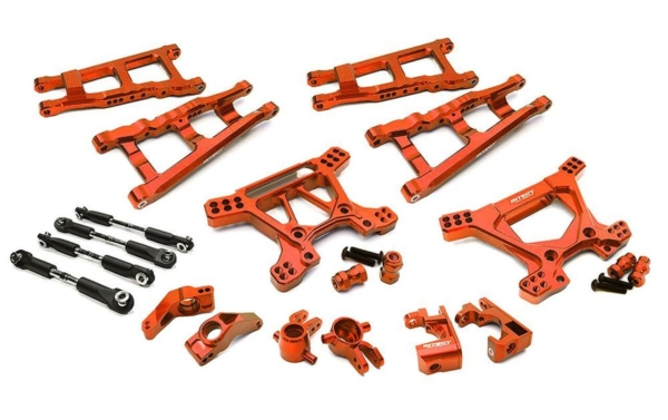 Integy Billet Machined Alloy Suspension Kit, Rood - Traxxas Rustler 4X4