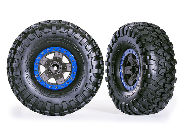Traxxas - Tires & wheels, assembled, glued (TRX-4 Sport 2.2" gray, blue beadlock style wheels, Canyon Trail 5.3x2.2" tires)