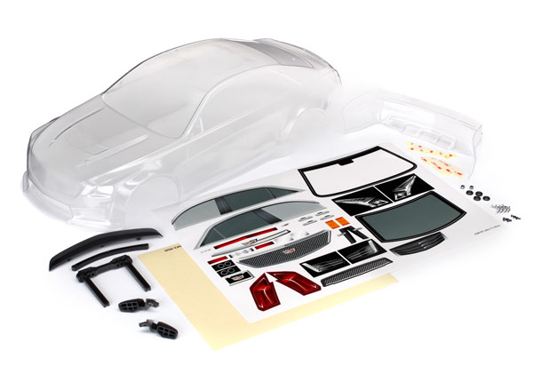 Body, Cadillac CTS-V (clear, requires painting)/ decal sheet (TRX-8391)