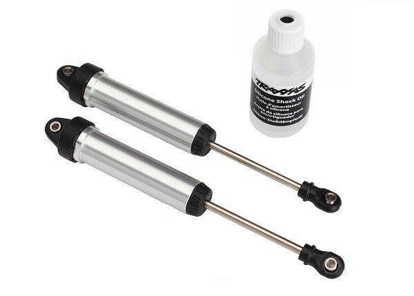 Traxxas - Shocks, GTR, silver aluminum (fully assembled w/o springs) (front, no thread) (2) (TRX-8451)