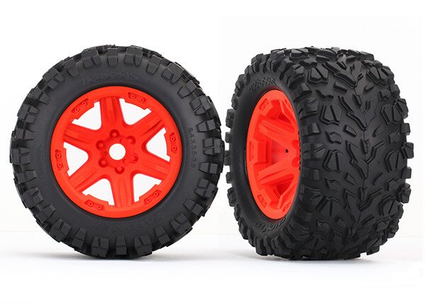 Tires & wheels, assembled, glued (orange wheels, Talon EXT tires, foam inserts) (2) (17mm splined) (TSM rated)