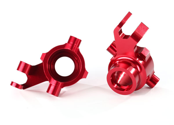 Steering blocks, 6061-T6 aluminum (red-anodized), left & right (TRX-8937R)
