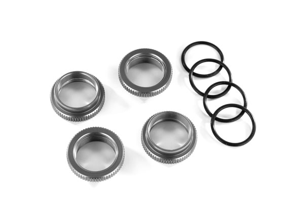 Traxxas - Spring retainer (adjuster), gray-anodized aluminum, GT-Maxx shocks (4) (TRX-8968-GRAY)