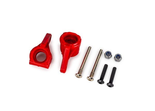 Traxxas - Steering blocks, extreme heavy duty, red (left & right)/ 3x26mm hinge pins (2)/ 3x15mm BCS (2) (TRX-9137-RED)