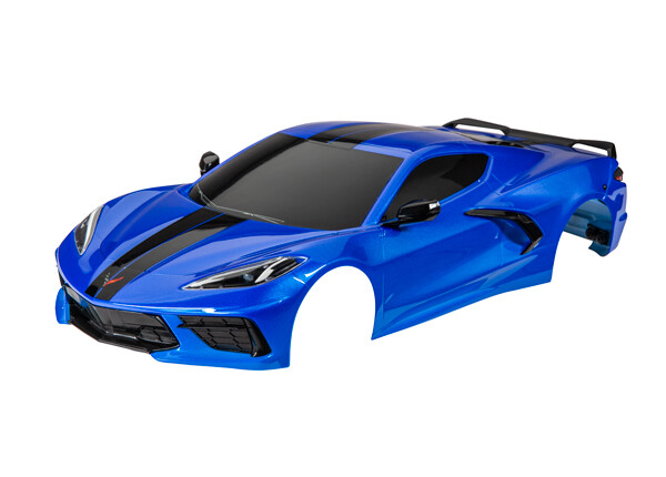 Body, Chevrolet Corvette Stingray, complete (blue) (painted, decals applied) (includes side mirrors, spoiler, grilles, vents, & clipless mounting)