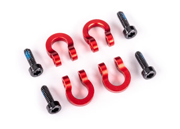 Traxxas - Bumper D-rings, front or rear, 6061-T6 aluminum (red-anodized) (TRX-9734R)