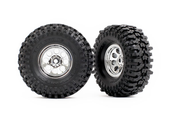 Traxxas - Tires & wheels, assembled (chrome 1.0" wheels, Mickey Thompson Baja Pro Xs 2.4x1.0" tires) (2) (TRX-9873)
