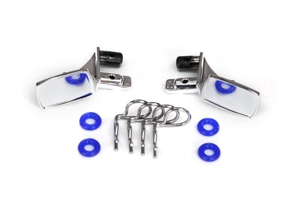 Traxxas - Mirrors, side, chrome (left & right)/ o-rings (4)/ body clips (4) (TRX-8133)