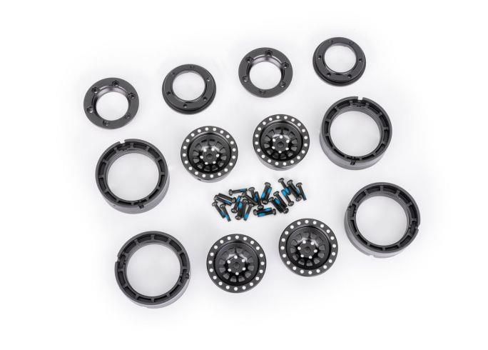 Traxxas - Wheels, 1.0 6061-T6 aluminum (black-anodized) (4)/ 2x8mm BCS (24) (TRX-9881-BLK)