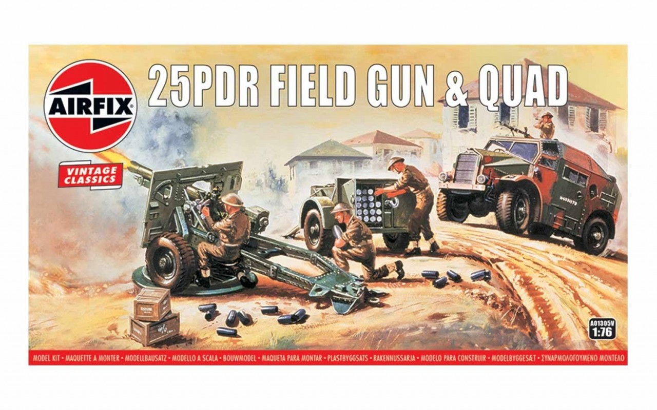 Airfix 1/76 25PDR Field Gun And Quad Vintage Classics