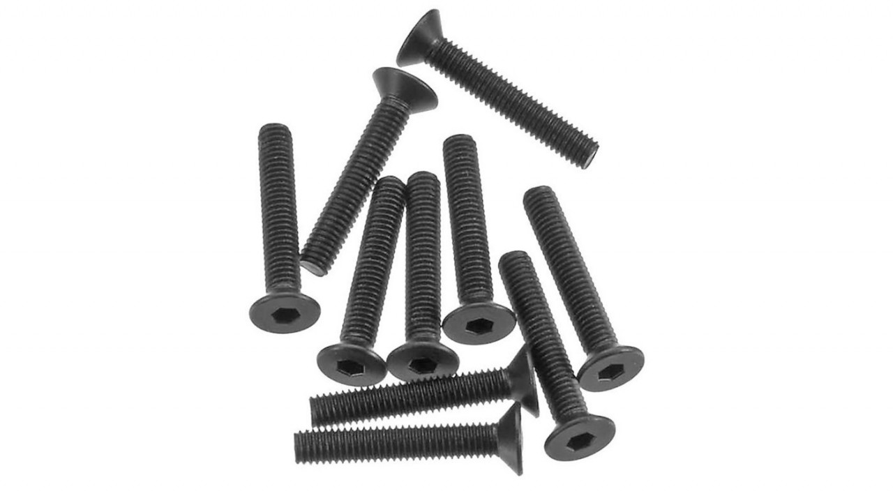 Hex Socket Flat Head M3x18mm, Black (10) (AXIC0148)