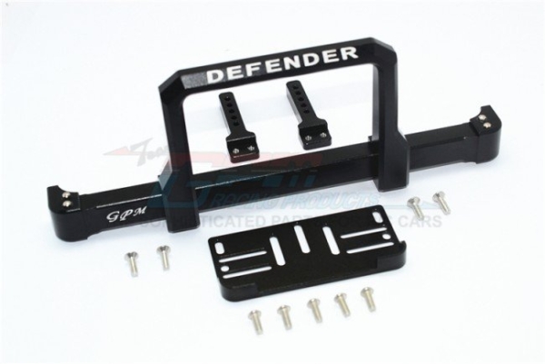 Aluminium Front Bumper w/ Winch Plate (On-Road Street Fighter) - 13Pc Set Black - Traxxas TRX-4