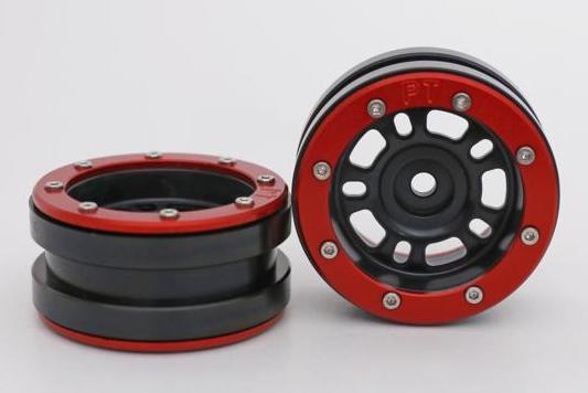 Metsafil Beadlock Wheels PT-Distractor Zwart / Rood 1.9 (2st)