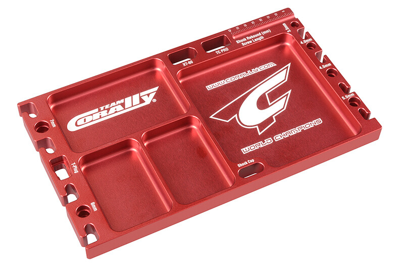 Team Corally Multi-purpose Ultra Tray - CNC Machined aluminium - Red Color