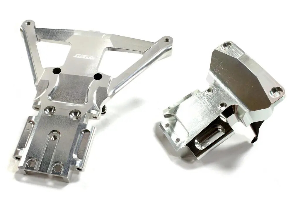 Integy Billet Machined Front & Rear Bulkhead, Silver - Traxxas Slash 4x4 (LCG)