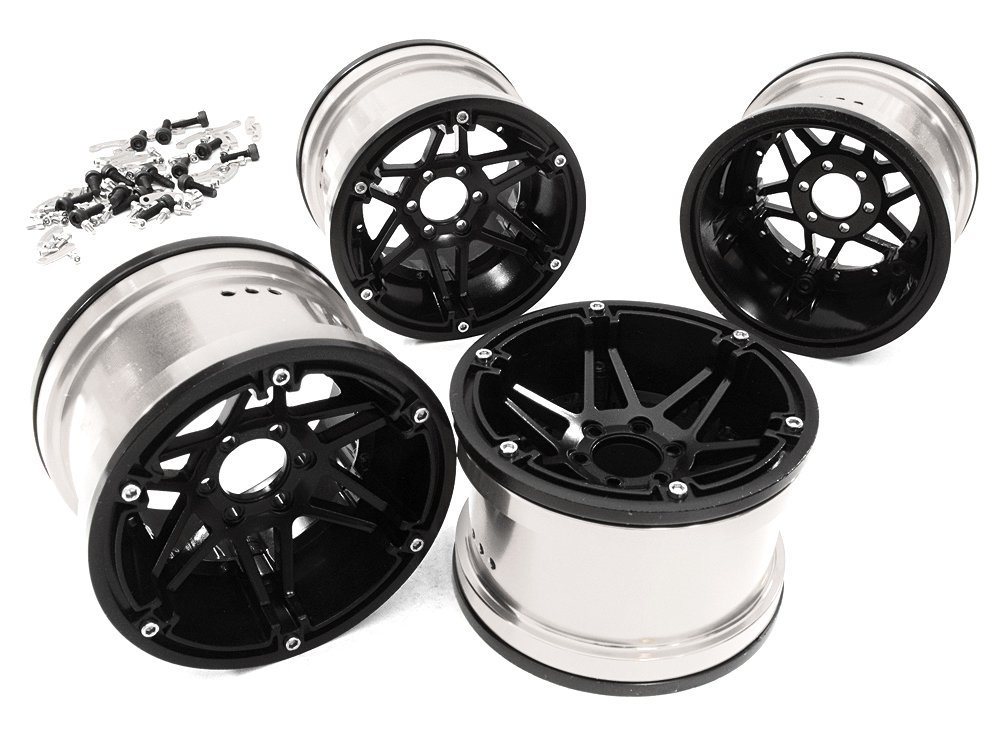 Billet Machined 2.2 6-Spoke Alloy Wheels w/ 6-bolt (4pcs) - Zwart/Zilver