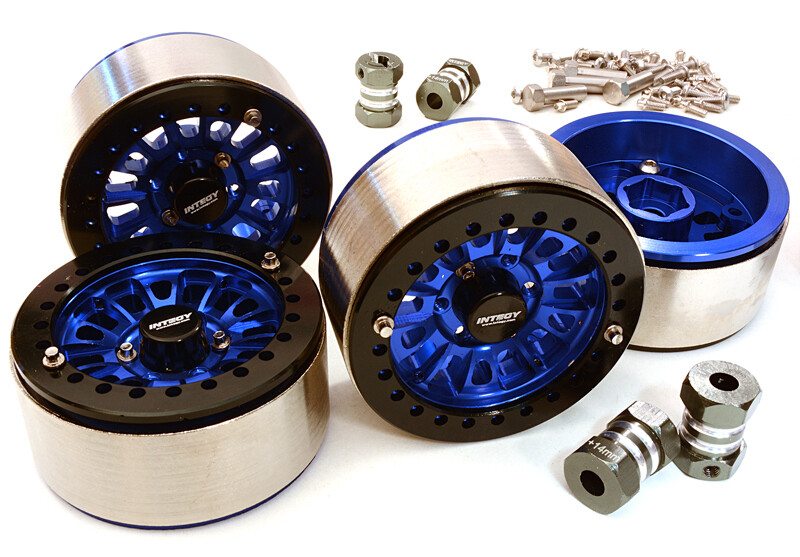 1.9 Size Machined High Mass Wheel (4) for 1/10 Scale Crawler - Blauw