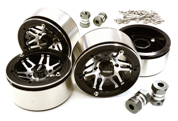 Machined High Mass 1.9 Wheel (4) w/14mm Offset Hubs (4pcs) - Zwart/Zilver