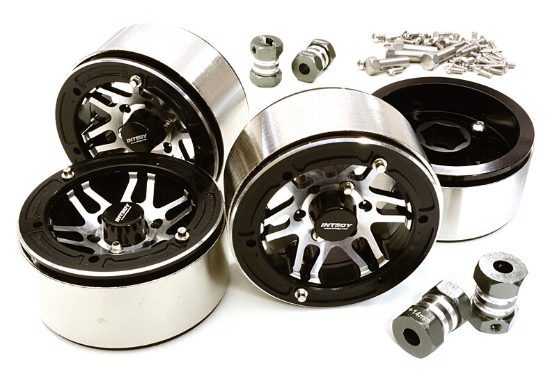 Machined High Mass 1.9 Wheel (4) w/14mm Offset Hubs (4pcs) - Zwart/Zilver