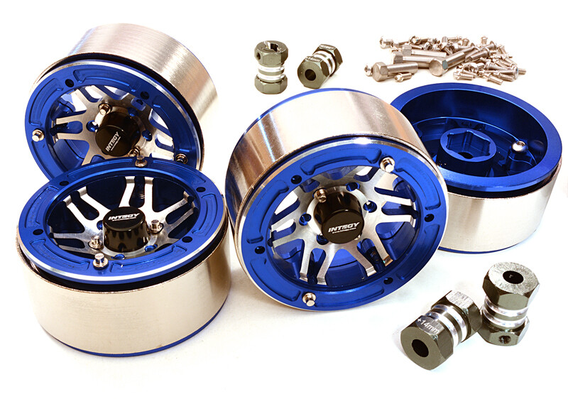 Machined High Mass 1.9 Wheel (4) w/14mm Offset Hubs (4pcs) - Blauw/Zilver