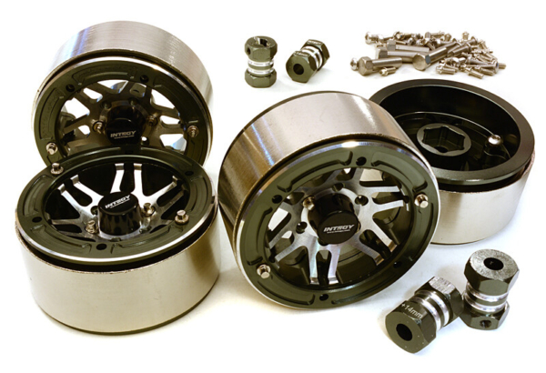 Machined High Mass 1.9 Wheel (4) w/14mm Offset Hubs (4pcs) - Gunmetal/Zilver