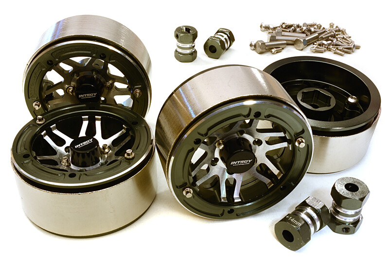 Machined High Mass 1.9 Wheel (4) w/14mm Offset Hubs (4pcs) - Gunmetal/Zilver