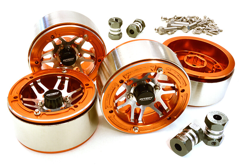Machined High Mass 1.9 Wheel (4) w/14mm Offset Hubs (4pcs) - Oranje/Zilver