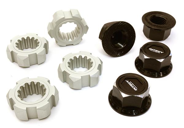 Integy Billet Machined 24mm Wheel Adapters & 17mm Wheel Nuts, Black - Traxxas X-Maxx