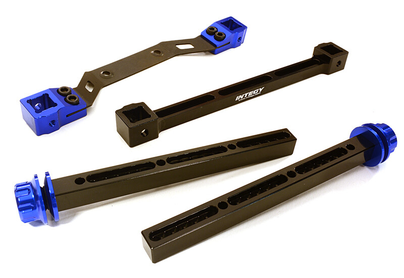 Integy Adjustable Rear Body Mount & Post Set, Blue - Traxxas Slash 4x4