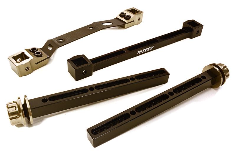 Integy Adjustable Rear Body Mount & Post Set, Grey - Traxxas Slash 4x4